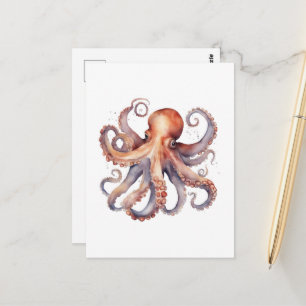 Watercolor Octopus Briefkaart