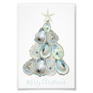 Watercolor Oester Kerstboom Foto Afdruk