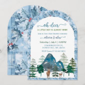 Watercolor oh deer baby boy shower invitations (Devant / Derrière)