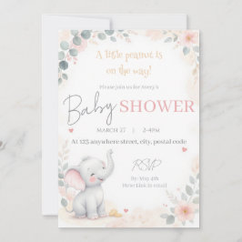 Watercolor Olifant Baby Shower Uitnodiging