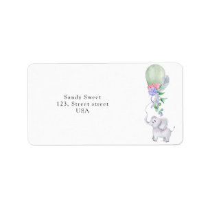 Watercolor Olifant ballon Etiket
