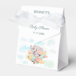 Watercolor Olifant Vliegtuig Baby Shower Favor Doo Bedankdoosjes