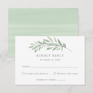 Watercolor Olijftak Groene Huwelijks RSVP Kaart