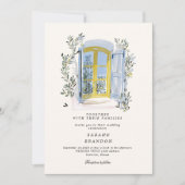 Watercolor Olive Blue tile Greece Wedding  Invitat Kaart (Voorkant)