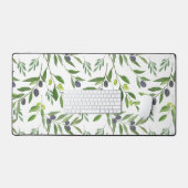 Watercolor Olive Pattern Bureaumat (Keyboard & Muis)