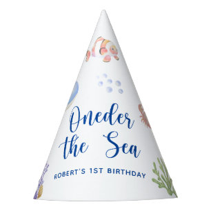 Watercolor onder de zee 1e verjaardagsfeestje feesthoedjes