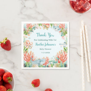 Watercolor Onder De Zee Baby Shower Servet