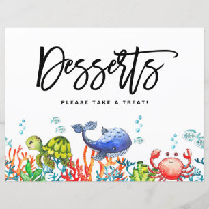 Watercolor Onder de Zee Desserts Bord