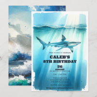 Watercolor Onderwater Oceaan Haai Verjaardagsfeest