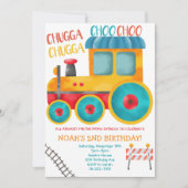 Watercolor Orange Train Invitation Anniversaire (Devant)