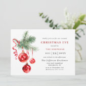 Watercolor Ornament Holiday CHRISTMAS EVE Kaart (Staand voorkant)