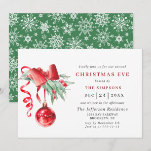 Watercolor Ornament Holiday CHRISTMAS EVE Kaart