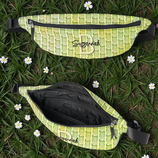 Watercolor Owl Pattern with Initial Monogram