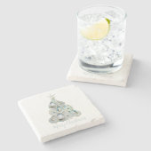 Watercolor Oyster Christmas Tree Stenen Onderzetter (Zijkant)