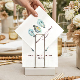 Watercolor Oyster Coastal Seaside Bridal Shower Servet