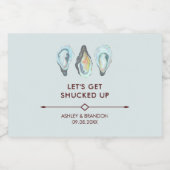 Watercolor Oyster Coastal Seaside Wedding Likeurfles Etiket (Enkel label)