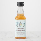 Watercolor Oyster Coastal Seaside Wedding Likeurfles Etiket (Voorkant)