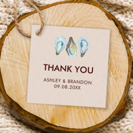 Watercolor Oyster Coastal Wedding Thank You Bedankjes Labels
