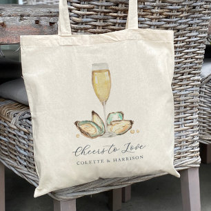 Watercolor Oyster & Pearl "Proost op de Liefde" Fa Tote Bag