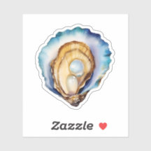 Watercolor Oyster Shell Custom-Cut Vinyl Sticker