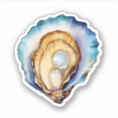 Watercolor Oyster Shell Custom-Cut Vinyl Sticker (Devant)