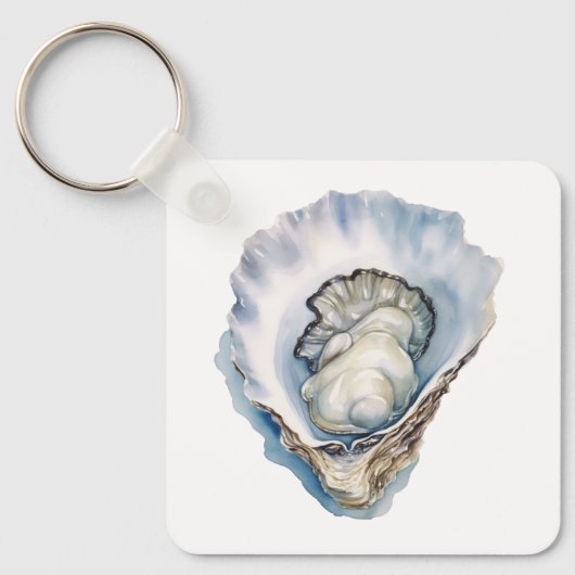 Watercolor Oyster Shell Sleutelhanger (Voorkant)