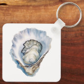 Watercolor Oyster Shell Sleutelhanger (Achterkant)