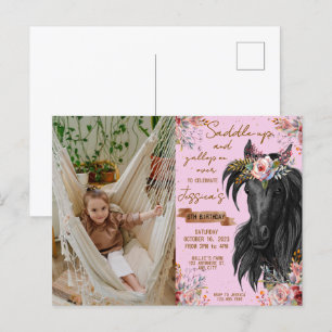 Watercolor paard verjaardag cowgirl briefkaart