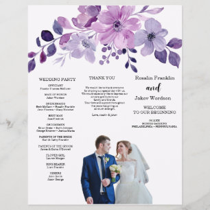 Watercolor paarse bloemboeket  flyer