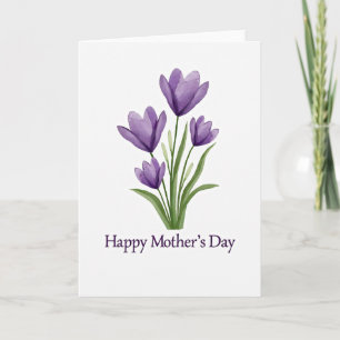 Watercolor Paarse Bloemen Kaart