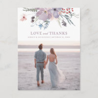 Watercolor paarse bloemen. Trouwliefde en dank