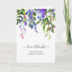 Watercolor Paarse Bloemetjes Baby Shower Bedankkaart