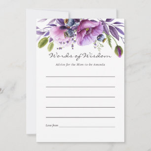 Watercolor Paarse Klaproos Bloemenkind Shower Advi Advieskaart