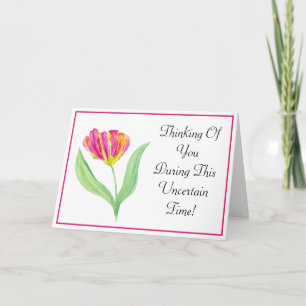 Watercolor Paarse Papegaai Tulp Denk Aan Jou Kaart