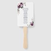 Watercolor Paarse Roze Bloemen Huwelijksprogramma  Handwaaier (Achterkant)