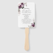 Watercolor Paarse Roze Bloemen Huwelijksprogramma  Handwaaier (Voorkant)