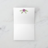 Watercolor Paarse Rozen Groenelementen Bedankkaart (Binnen)