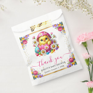 Watercolor Paas Kuiken Lente Bloemen Baby Shower Bedankzakje