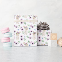 Watercolor Paashaas Bloemmotief Cadeau Wit