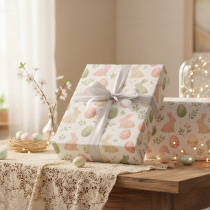 Watercolor Paashaas en Pastel Eieren Cadeaupapier