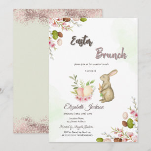 Watercolor Paashaas Ontbijt & Bubbels Kaart