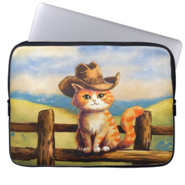 Watercolor Painted Cat Dad Laptop Sleeve