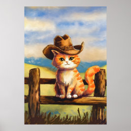 Watercolor Painted Cat Dad Poster