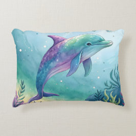 Watercolor painted dolphin accent kussen