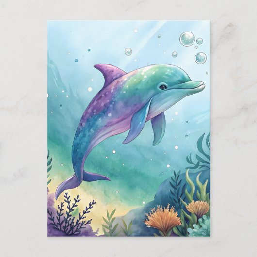 Watercolor painted dolphin briefkaart (Voorkant)