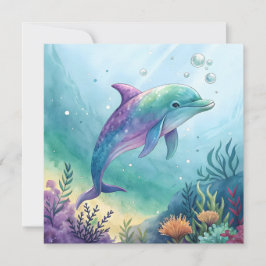 Watercolor painted dolphin kaart