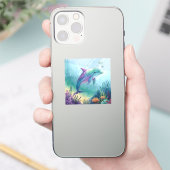 Watercolor painted dolphin sticker (Telefoon)