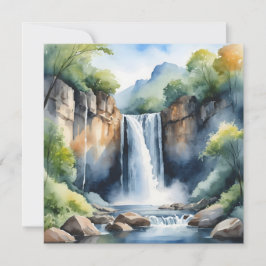 Watercolor painted waterfall