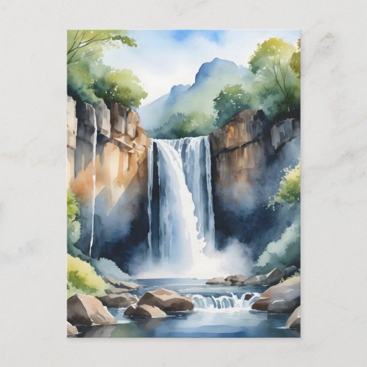 Watercolor painted waterfall briefkaart (Voorkant)