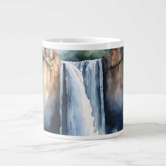 Watercolor painted waterfall extra grote beker (Voorkant)